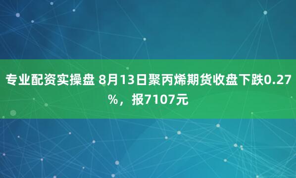 专业配资实操盘 8月13日聚丙烯期货收盘下跌0.27%，报7107元