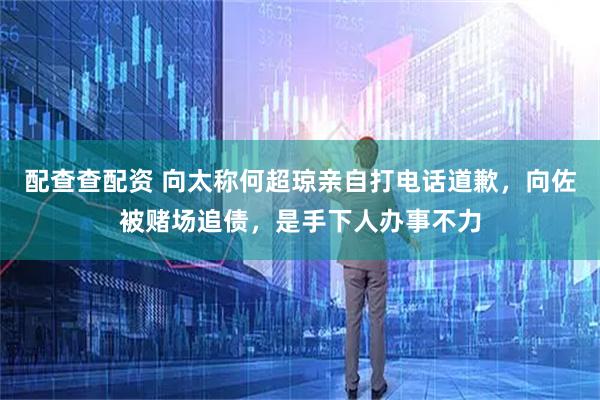 配查查配资 向太称何超琼亲自打电话道歉，向佐被赌场追债，是手下人办事不力